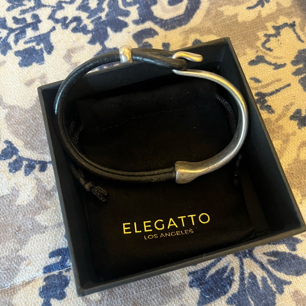 New 8.25inch Unisex Bracelet That Is 1/2italian Leather & Half Stainless Steel.